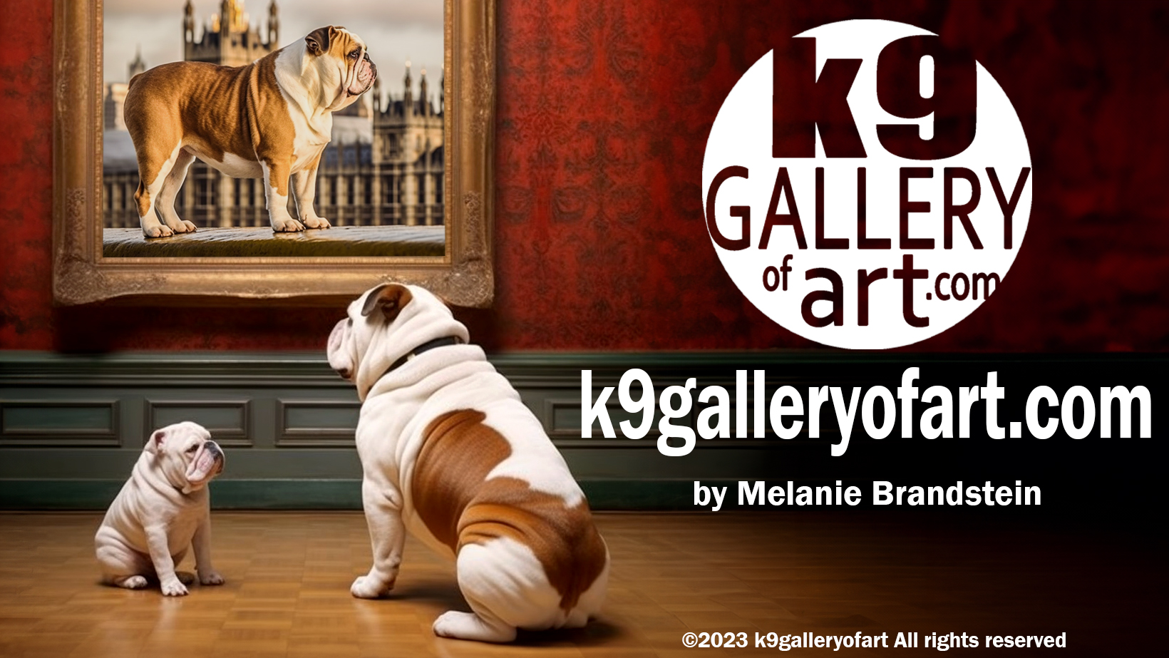 k9galleryofart.com advertisement with a parrot gossiping to a golden retriever saying Have You Heard?